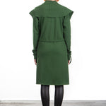 Katharina Hovman Damen lange Schalkragenjacke aus Merinowolle grün