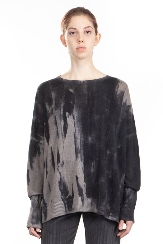 F Cashmere Damen Oversized Pullover sand anthrazit