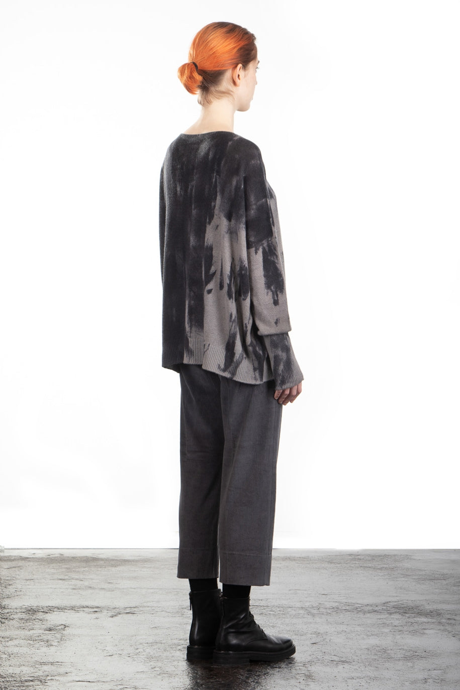 F Cashmere Damen Oversized Pullover sand anthrazit