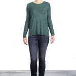 Avant Toi Damen Geripptes Langarmshirt grün
