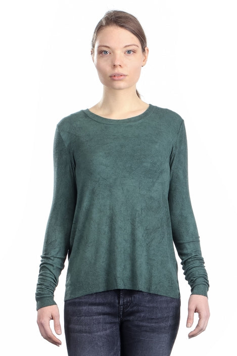 Avant Toi Damen Geripptes Langarmshirt grün