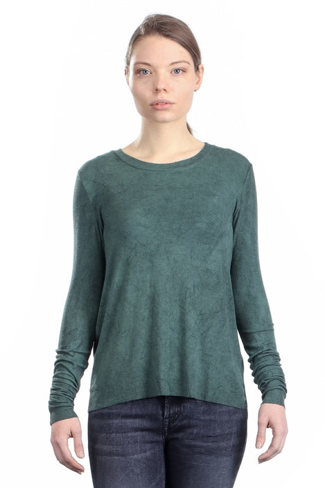 Avant Toi Damen Geripptes Langarmshirt grün