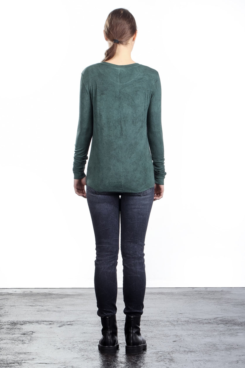 Avant Toi Damen Geripptes Langarmshirt grün