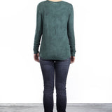 Avant Toi Damen Geripptes Langarmshirt grün