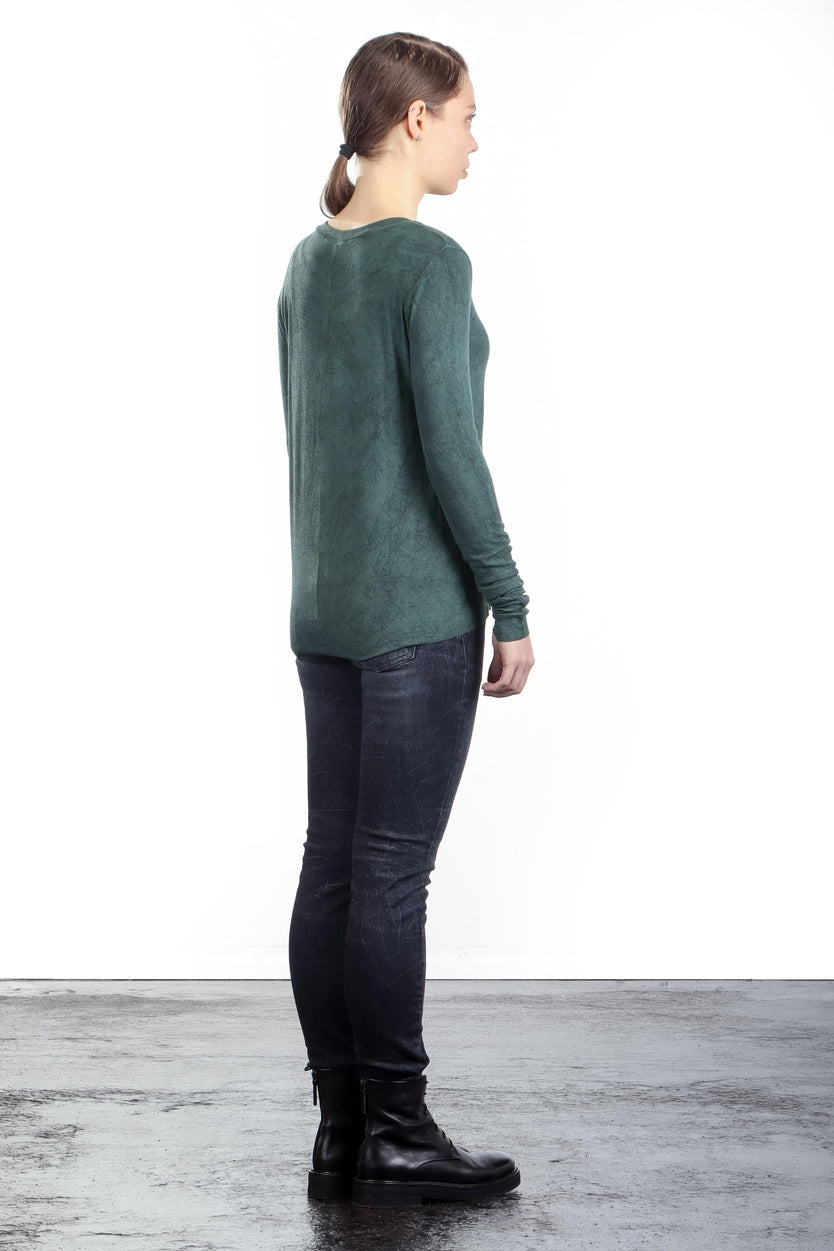 Avant Toi Damen Geripptes Langarmshirt grün