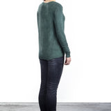 Avant Toi Damen Geripptes Langarmshirt grün