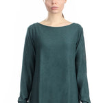The Swiss Label Damen Langarm Shirt Kellerfalte grün