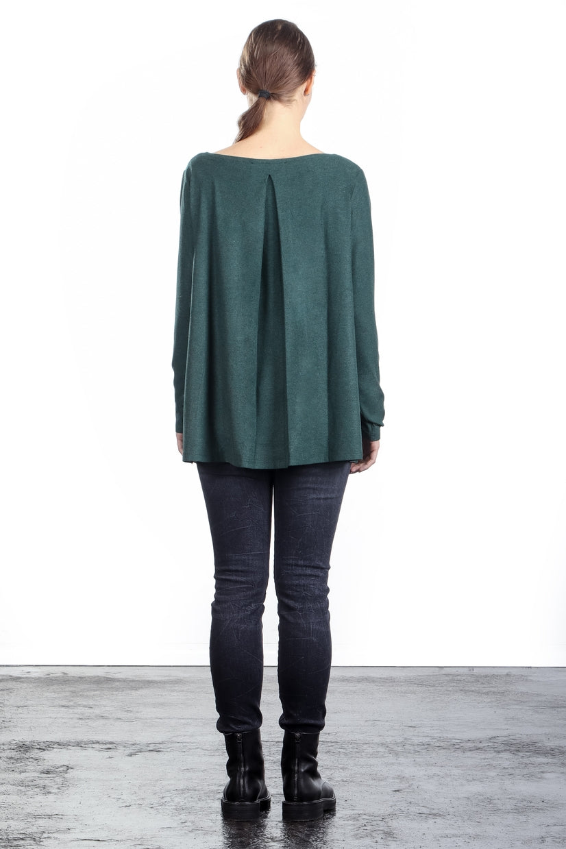 The Swiss Label Damen Langarm Shirt Kellerfalte grün