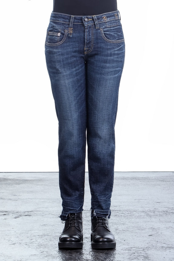R13 Damen Jeans im Distressed-Look BOY STRAIGHT howell indigo