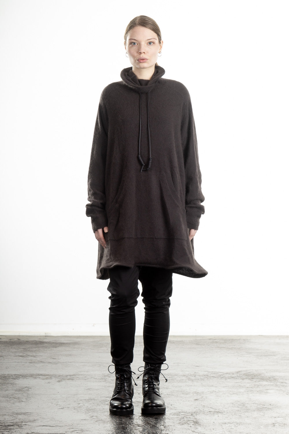 Rundholz Damen Strick Tunika oversized dunkelbraun