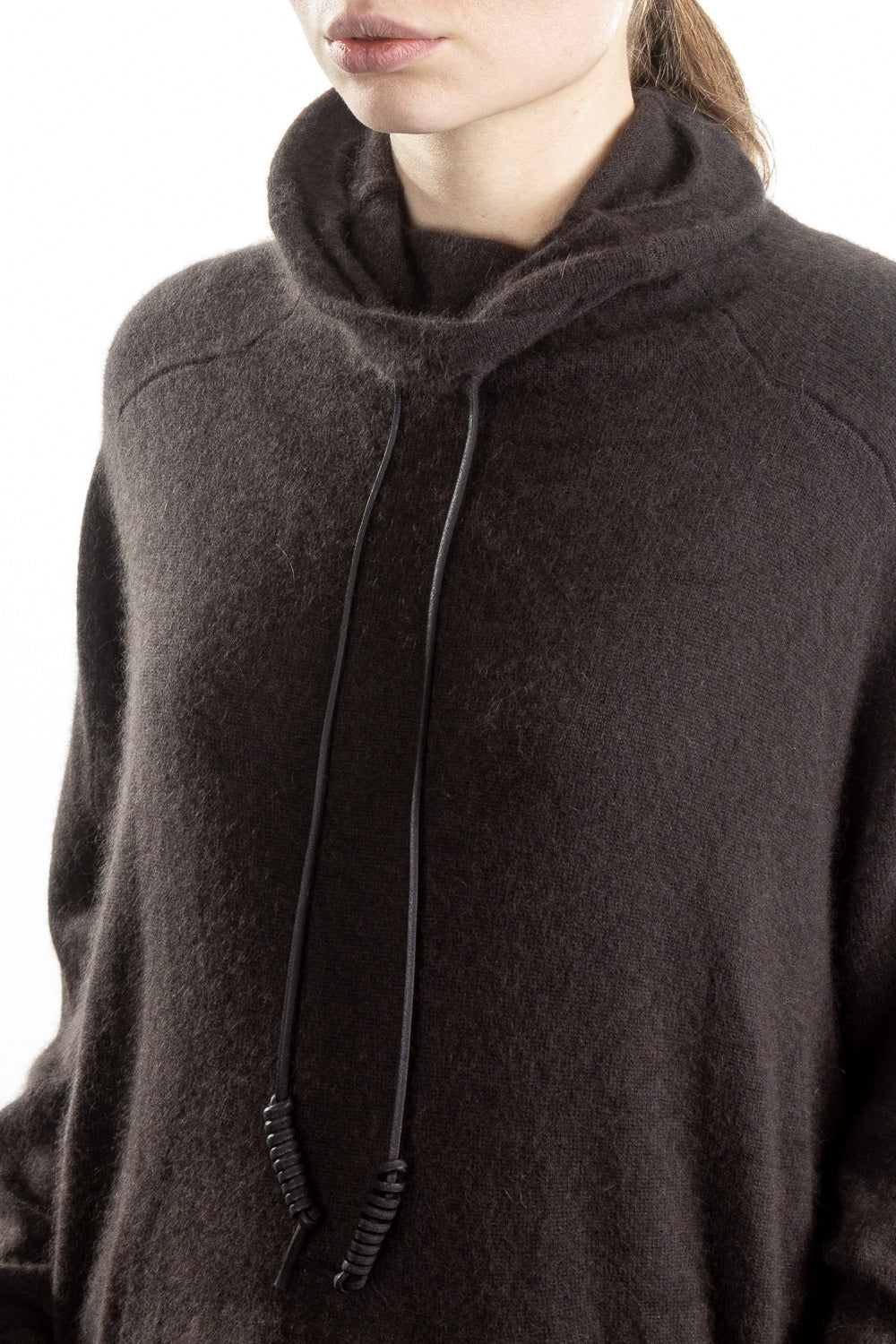 Rundholz Damen Strick Tunika oversized dunkelbraun