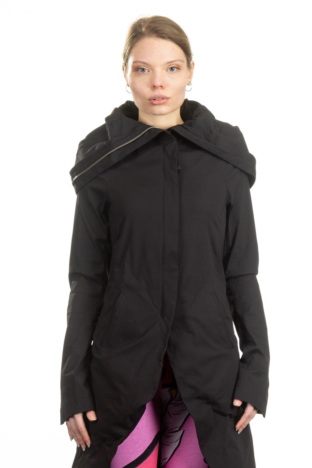 Rundholz Damen Mantel Comic schwarz