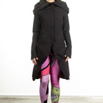Rundholz Damen Mantel Comic schwarz