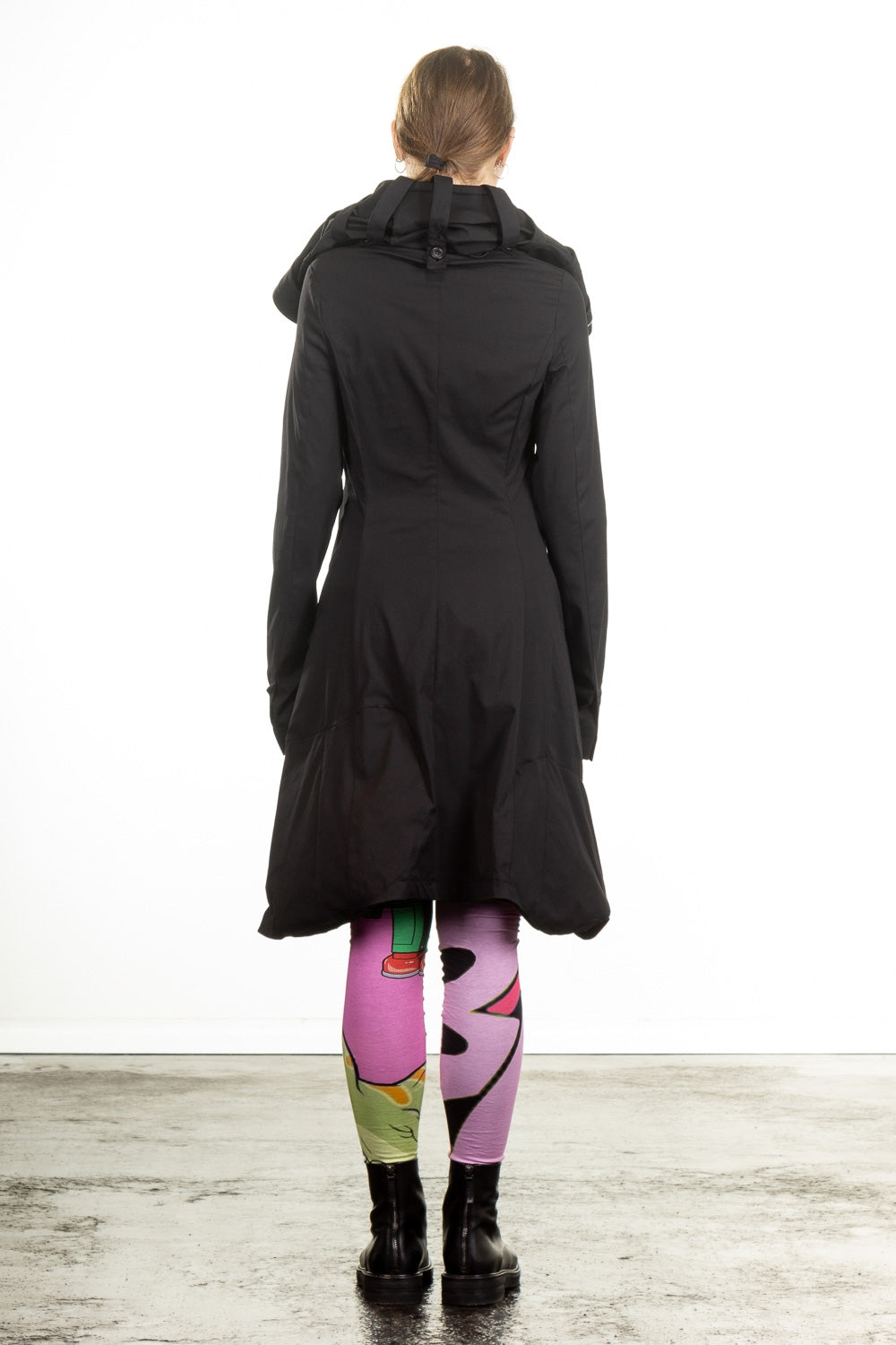 Rundholz Damen Mantel Comic schwarz