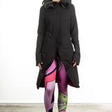 Rundholz Damen Mantel Comic schwarz