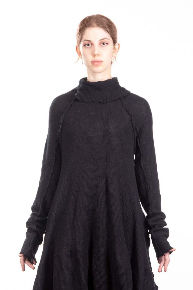 Rundholz DIP Damen Strickkleid Avantgarde schwarz