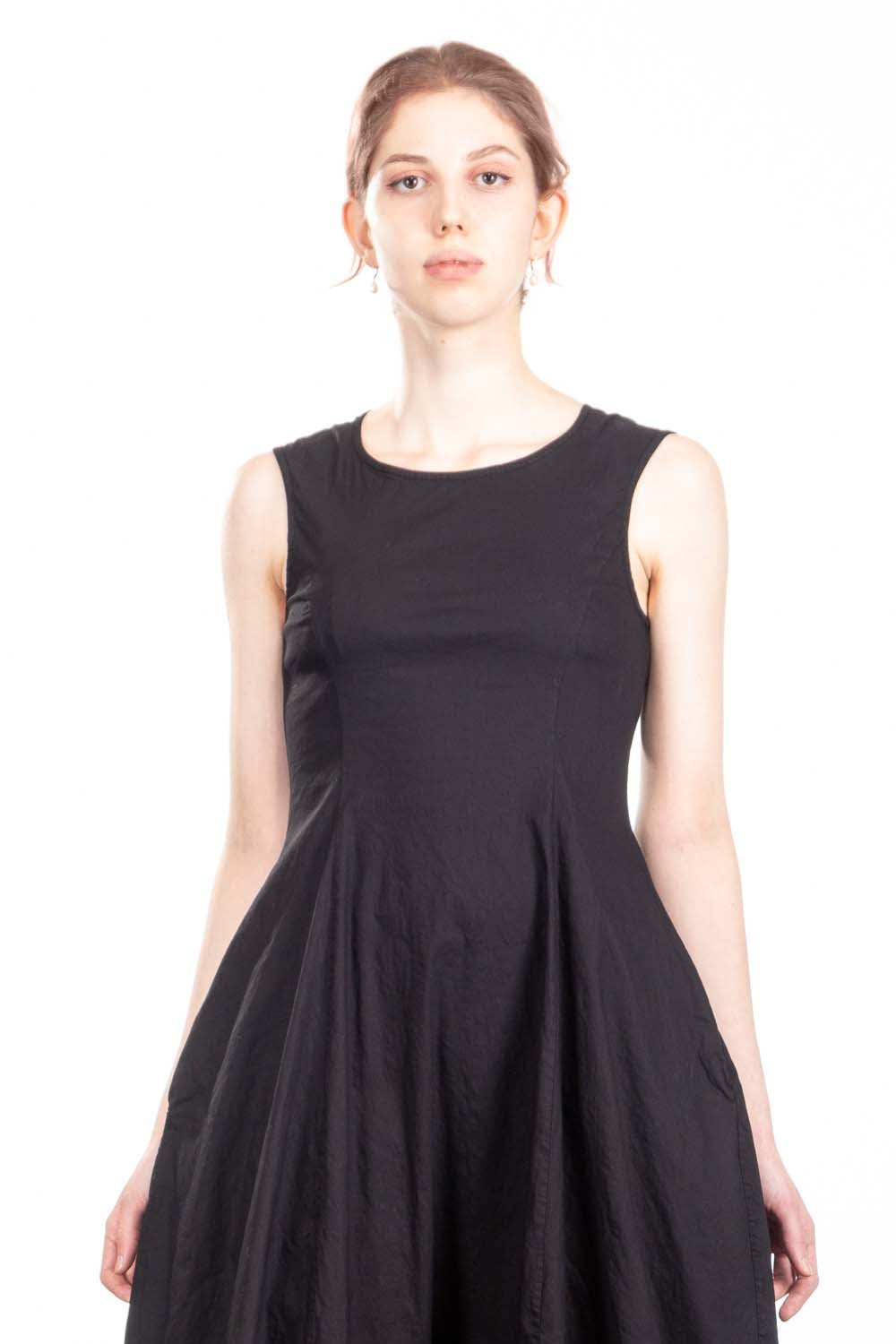 Rundholz Damen Midikleid Avantgarde schwarz