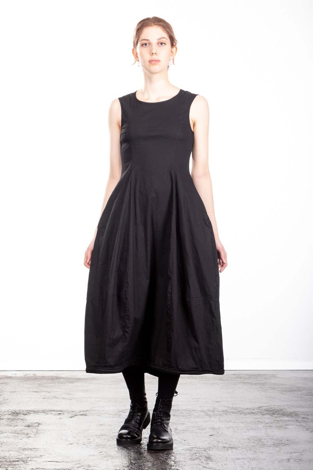 Rundholz Damen Midikleid Avantgarde schwarz