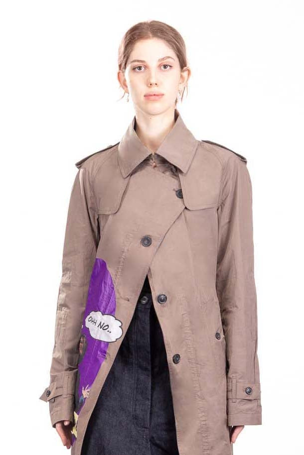 Rundholz Damen Avantgarde Trenchcoat Comicprint