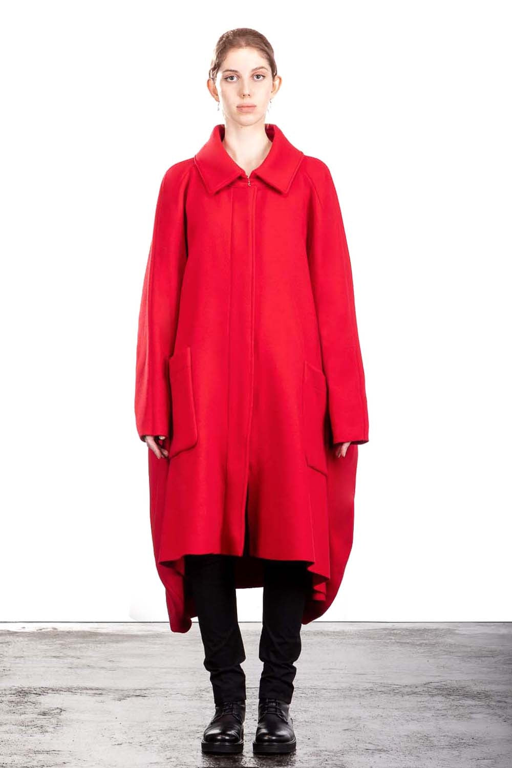 Rundholz Damen Mantel oversized rot