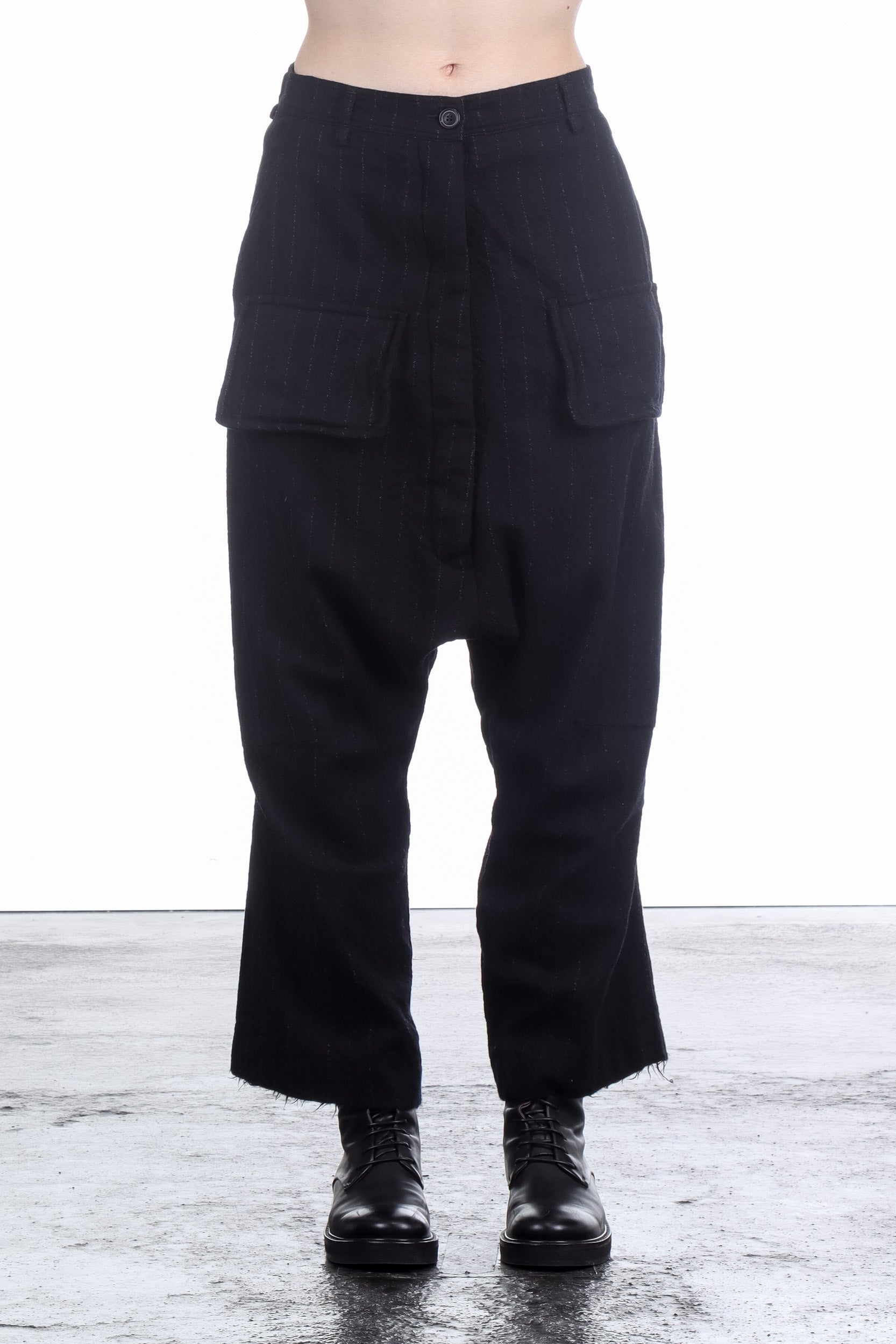 Rundholz Damen Sarouelhose Wolle black stripe