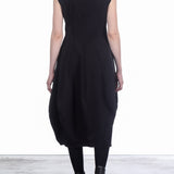 Rundholz Damen Kleid mit Ballonrock schwarz