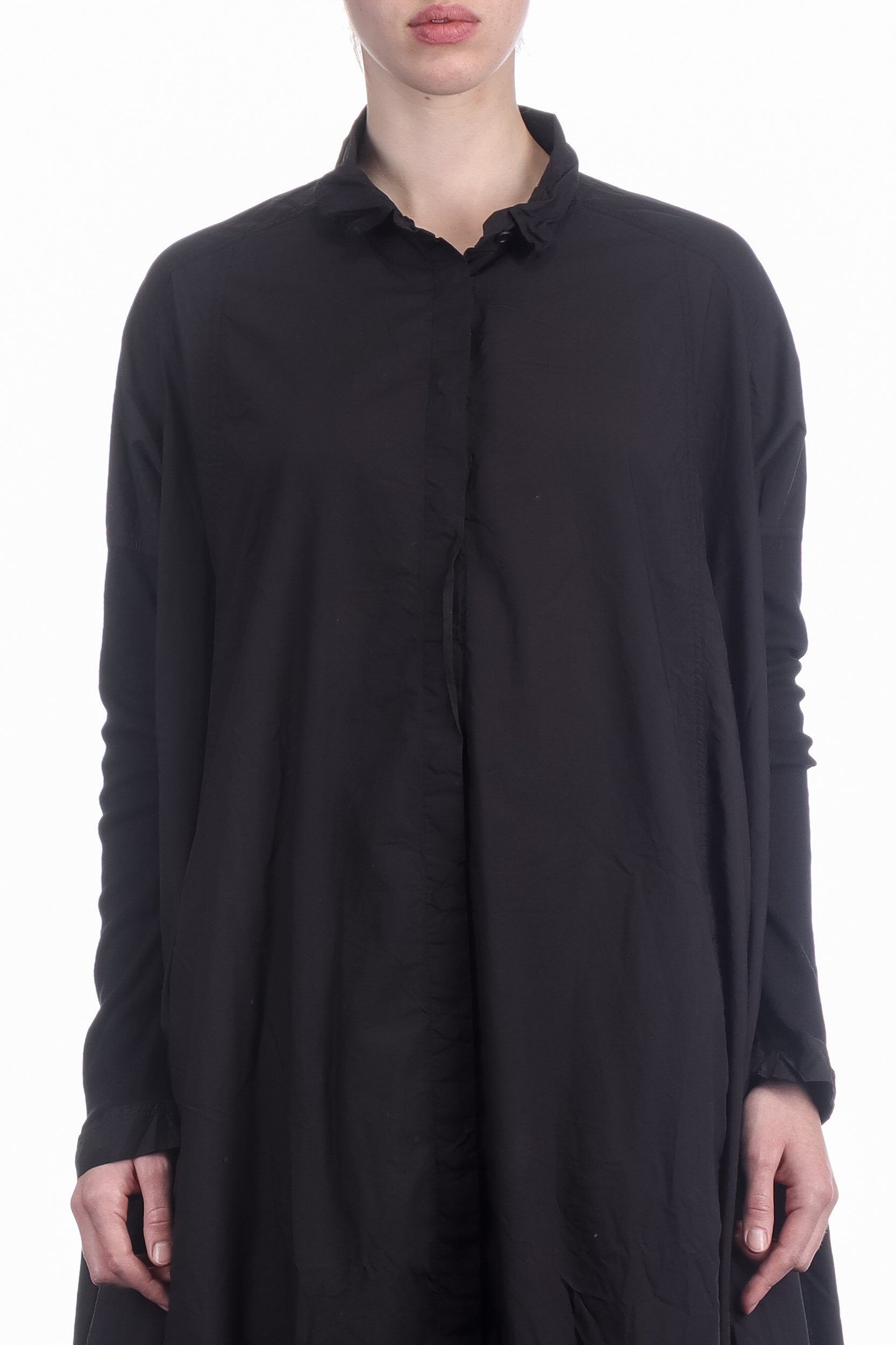 Rundholz DIP Damen Hemd-Kleid Oversized Schwarz