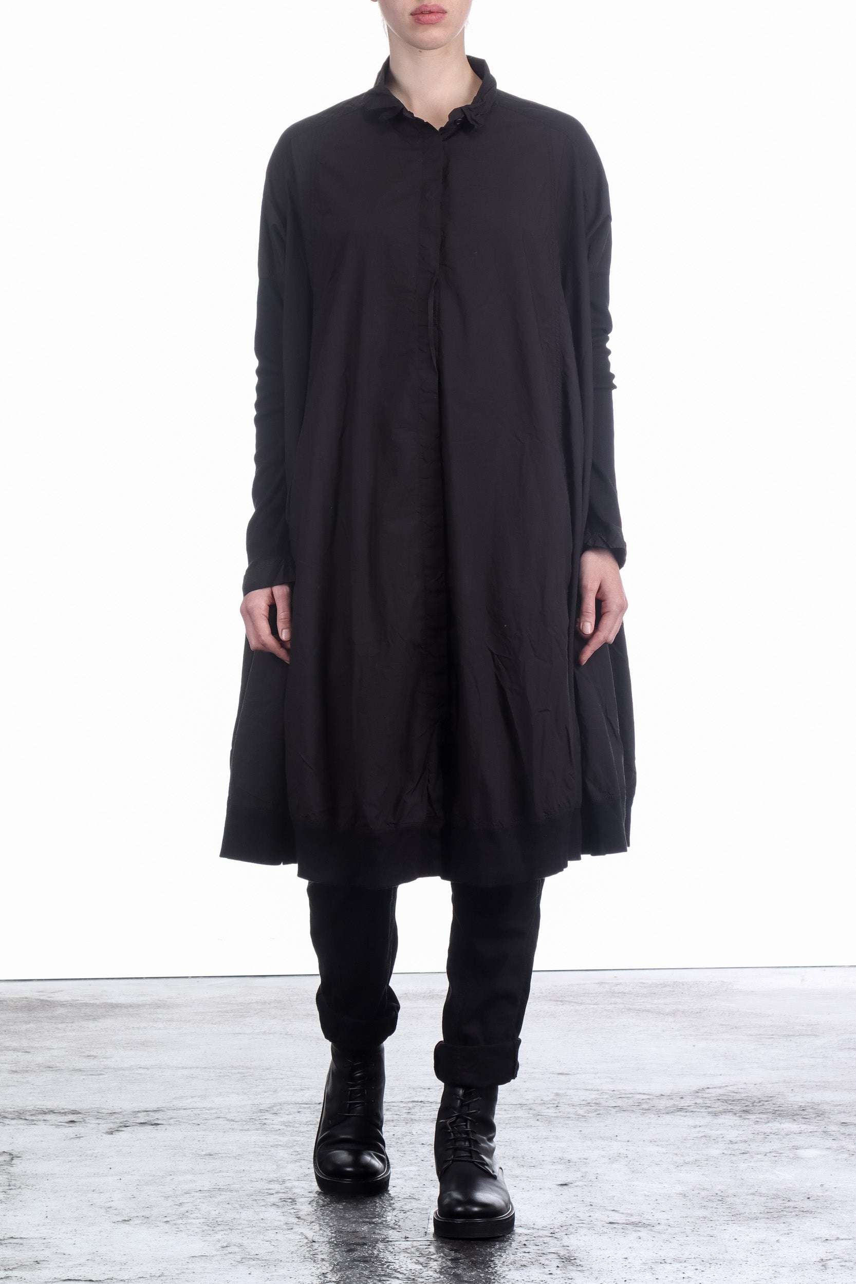 Rundholz DIP Damen Hemd-Kleid Oversized Schwarz