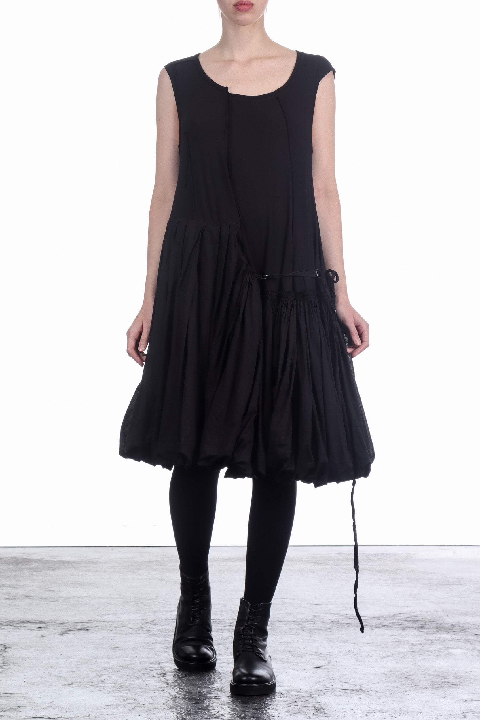 Rundholz Dip Damen Jersey Kleid Ballonrock Schwarz