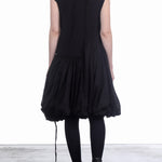 Rundholz Dip Damen Jersey Kleid Ballonrock Schwarz
