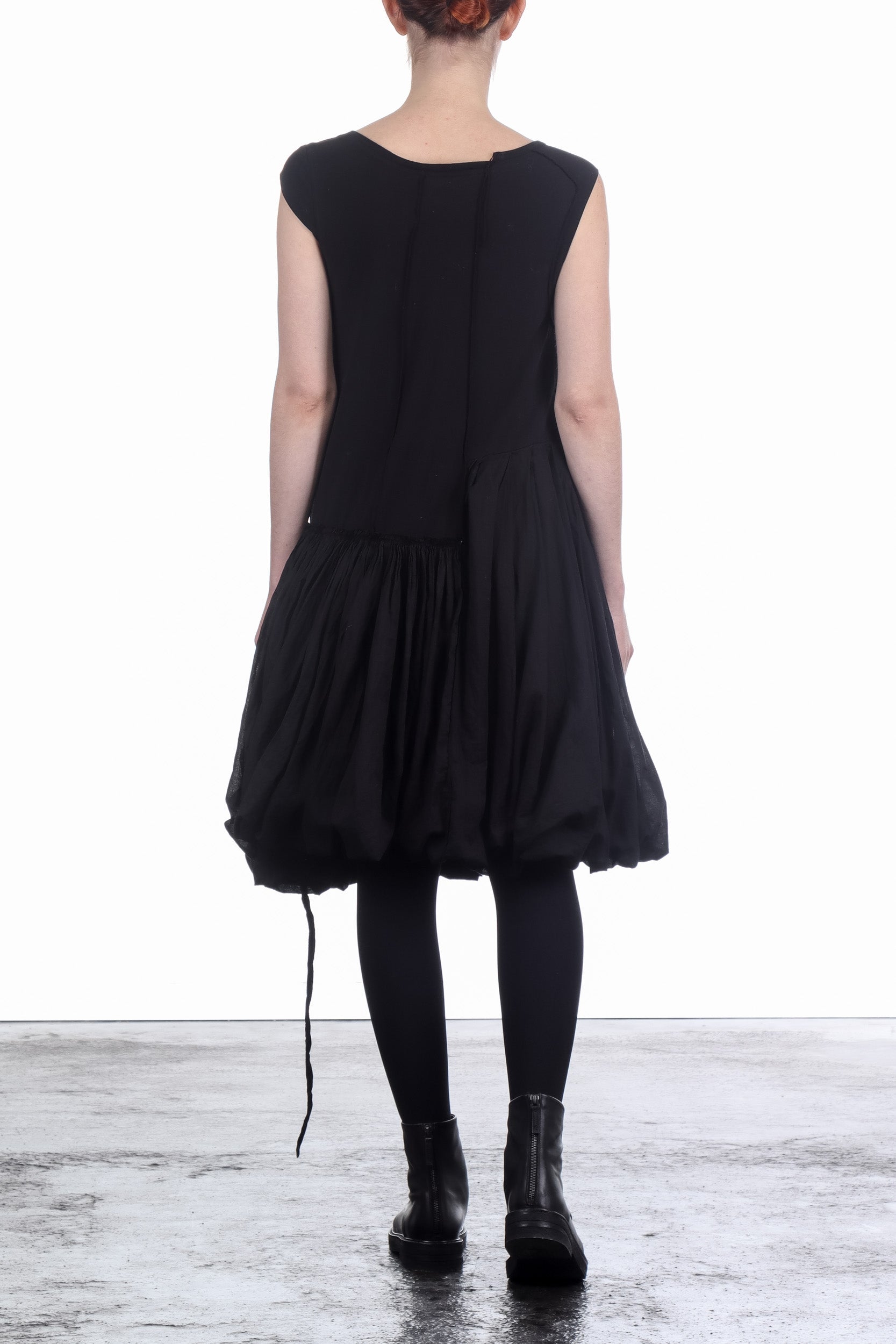 Rundholz Dip Damen Jersey Kleid Ballonrock Schwarz