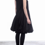 Rundholz Dip Damen Jersey Kleid Ballonrock Schwarz