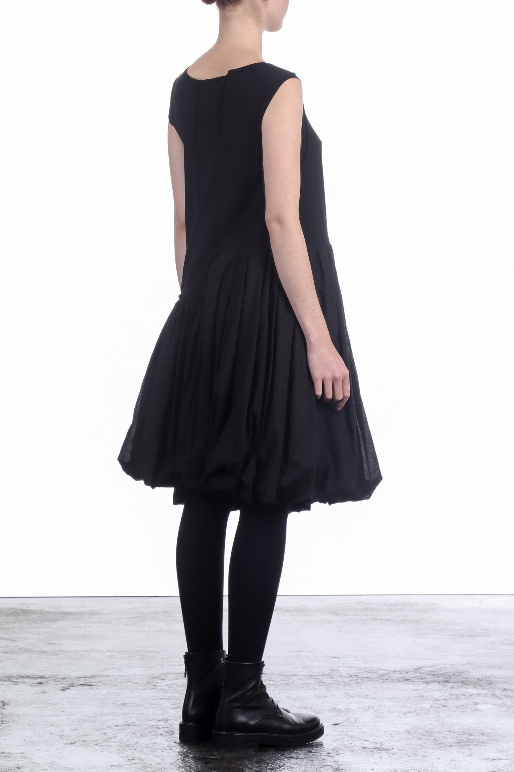 Rundholz Dip Damen Jersey Kleid Ballonrock Schwarz
