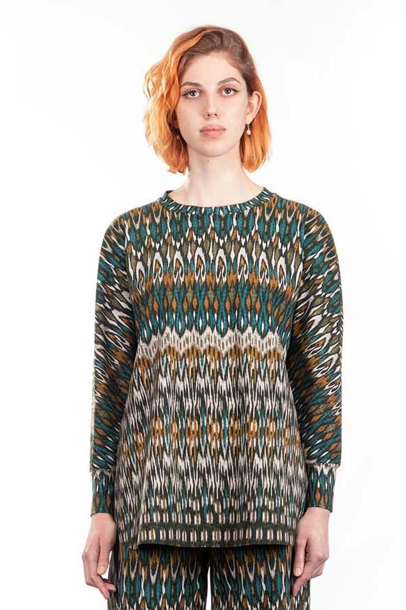 Schella Kann 2 Damen Langarmshirt oversized mit Print mehrfarbig