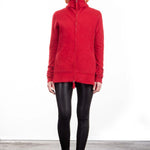 Rundholz Damen Kapuzenstrickjacke Racoonhair rot 