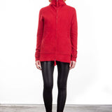 Rundholz Damen Kapuzenstrickjacke Racoonhair rot 