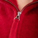 Rundholz Damen Kapuzenstrickjacke Racoonhair rot 