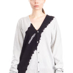 Suzusan Damen Kaschmir Cardigan schwarz hellgrau