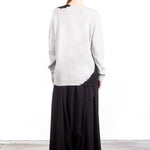 Suzusan Damen Kaschmir Pullover V-Ausschnitt schwarz hellgrau