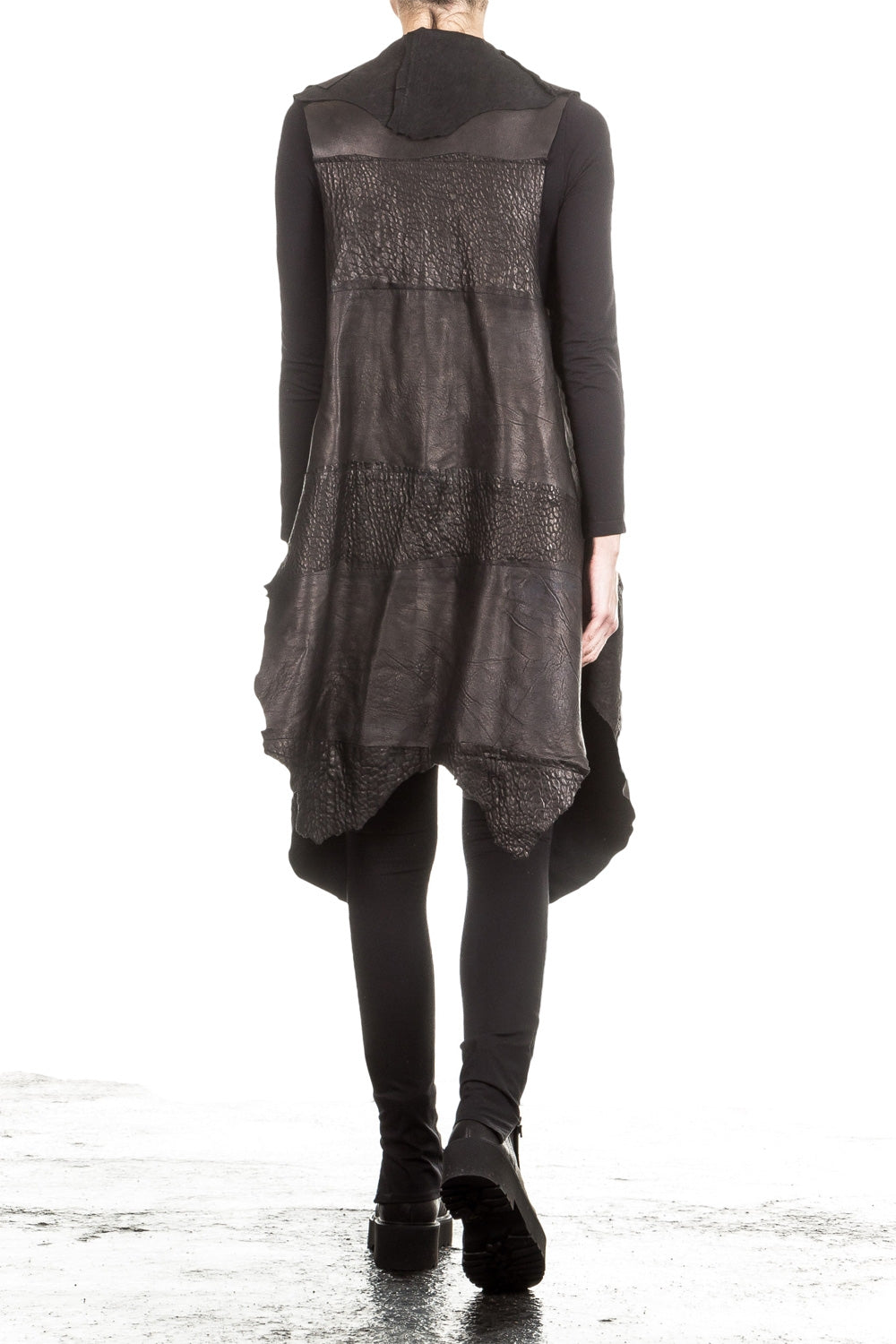Claudio Cutuli Damen Lederweste Avantgarde schwarz