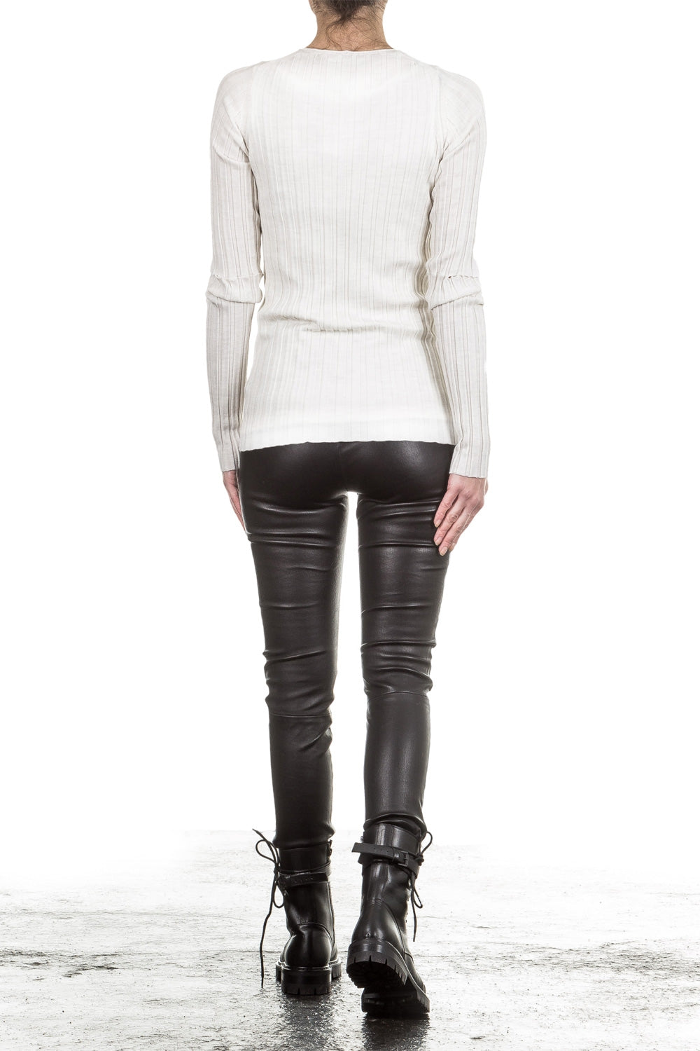 Helmut Lang Damen Pullover Ripp V-Neck off white