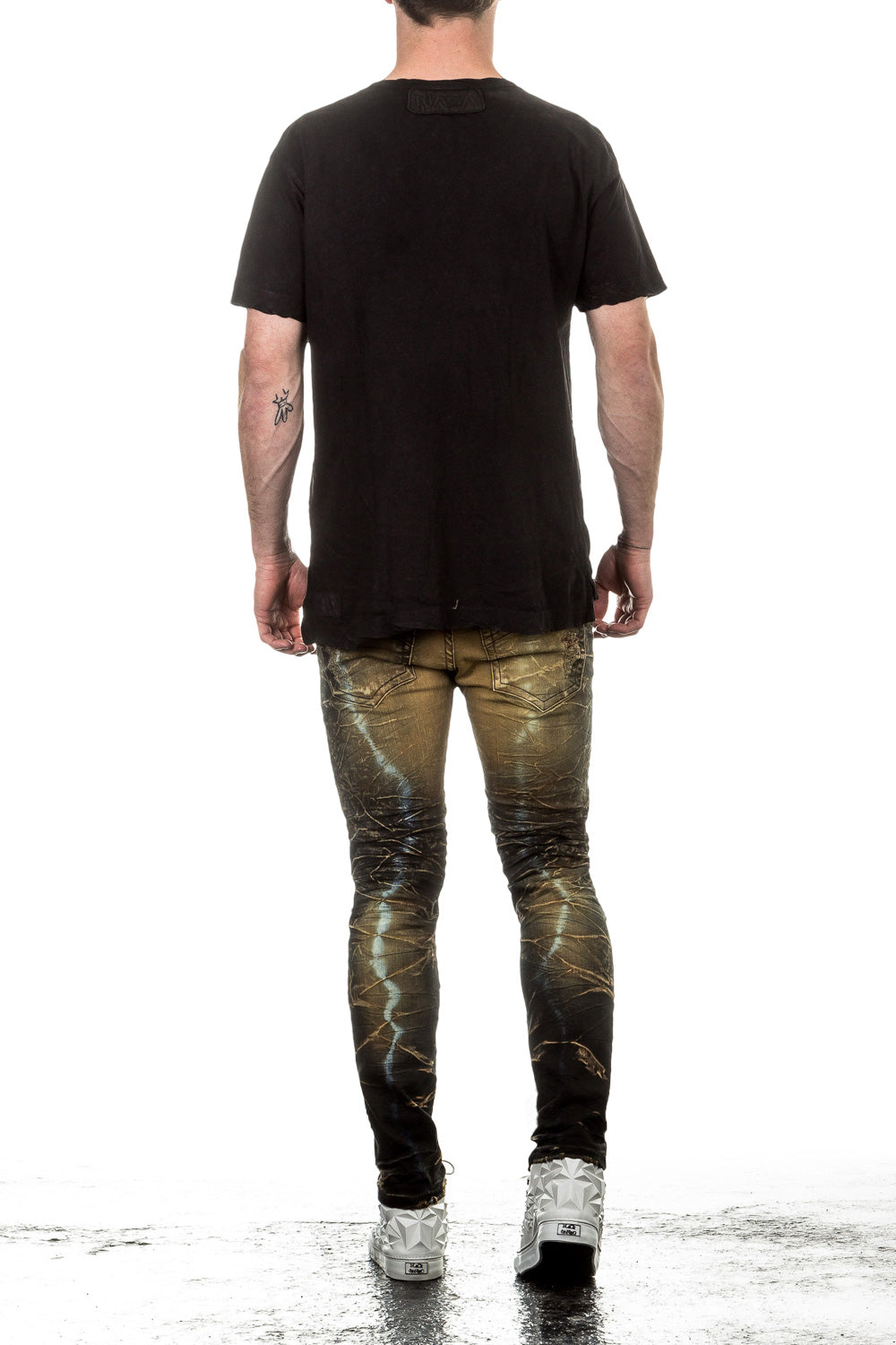 Robin`s Jean Herren Jeans PERU Slim Fit schwarz ocker
