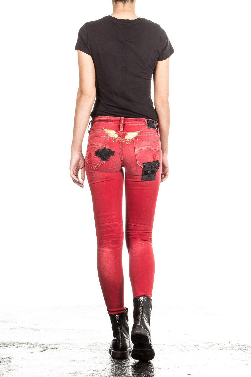 Robin`s Jean Damen Jeans SKINNY PATCHES rot