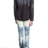 Robin`s Jean Herren Hemd Patches dunkelblau