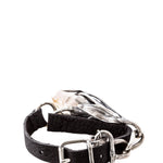 GOTI Lederarmband mit Silberknospe BR1140 silber schwarz
