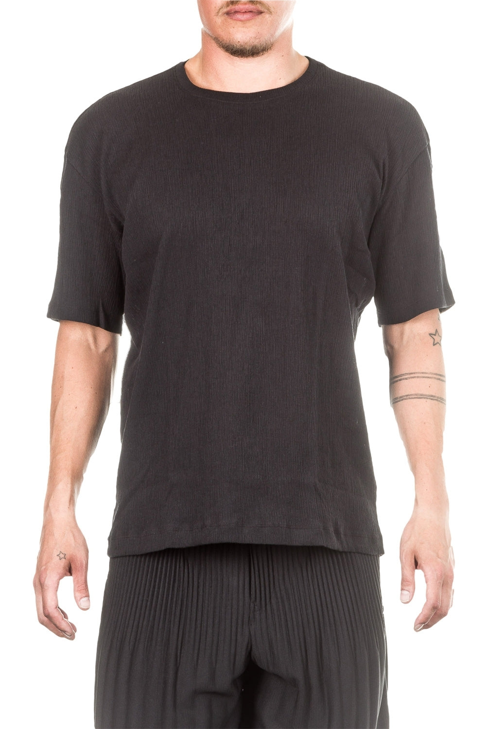 ISSEY MIYAKE Herren T-Shirt Crashed Look  schwarz Gr. 5