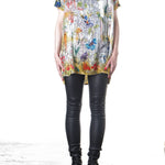 Avant Toi Damen T-Shirt Seide Floral gelb