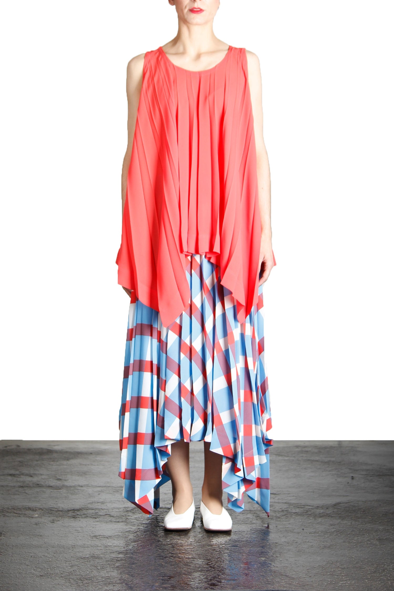 Issey Miyake Plissé Träger Top orange
