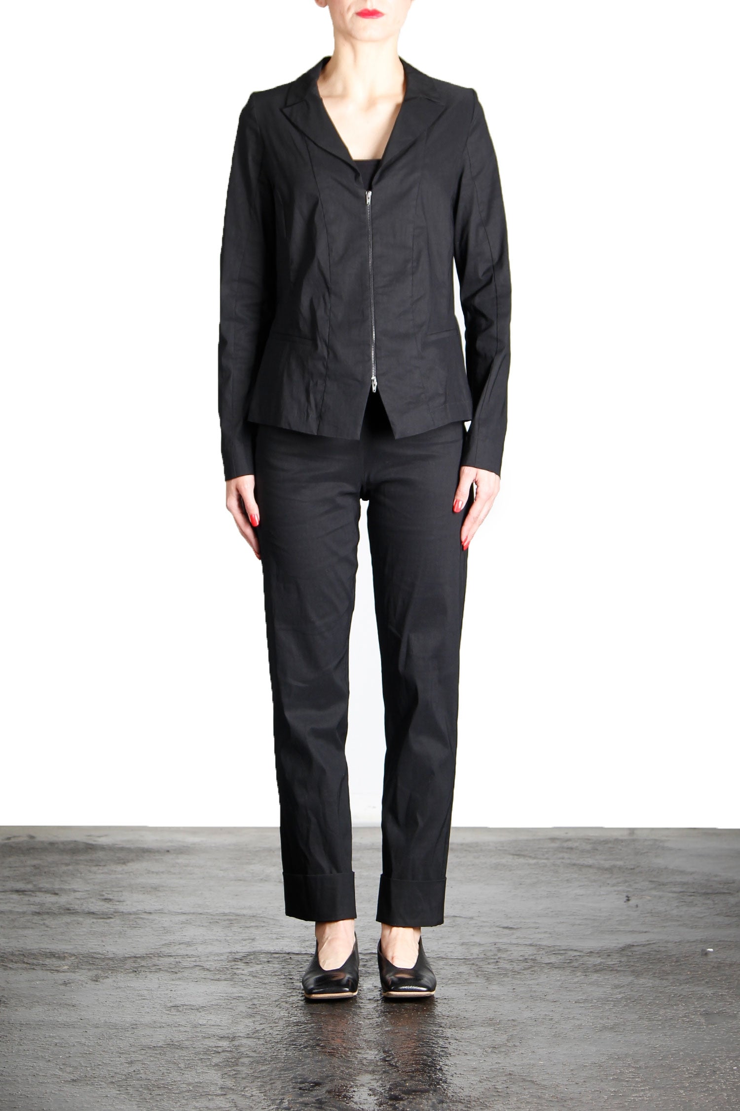 Yukai Damen Blazer Mit Reißverschluss schwarz
