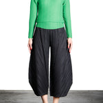 Issey Miyake Plissé Longsleeve Top Stehkragen grün